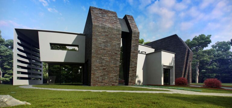 Сочетание белого, черного и темно - коричневого цветов в оформлении внутреннего фасада