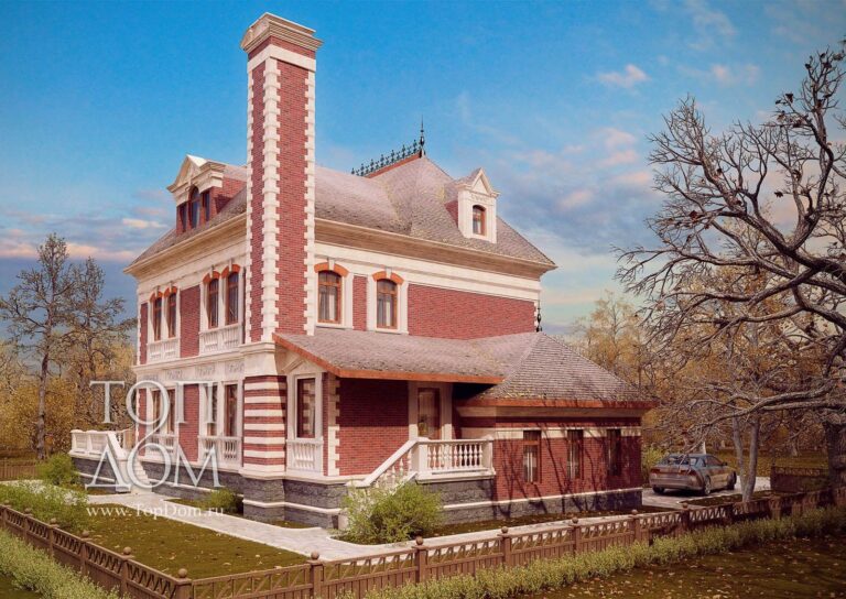 Крыльцо и гараж на правом фасаде дома