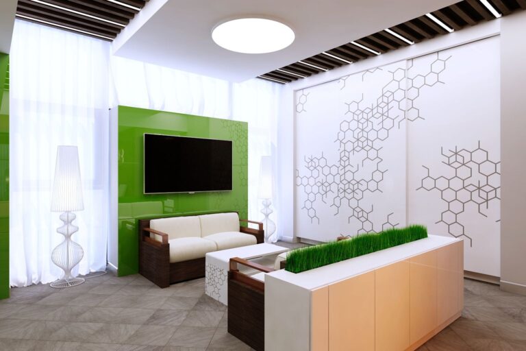 Зеленый акцент в современном интерьере офиса