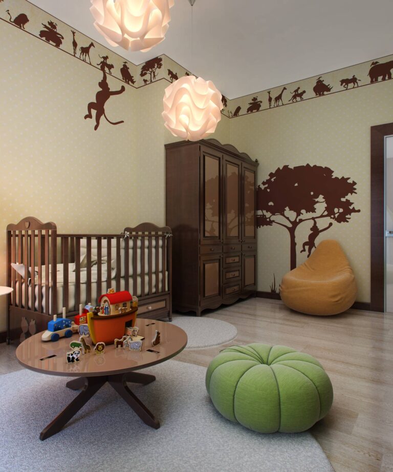 Столик круглой формы в проекте оформления детской