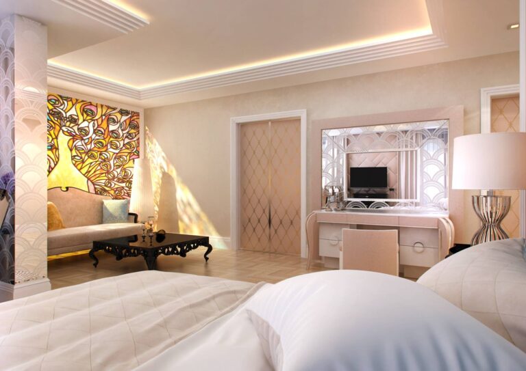 Фото просторной светлой спальни