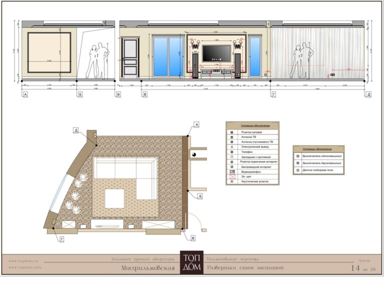 Развертки стен в гостиной