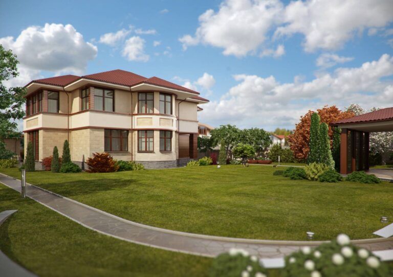 Серый кирпич во внутреннем фасаде особняка